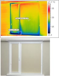 Внутренняя тепловизионная съемка объекта, выявлены скрытые дефекты тепловой защиты (утепления)